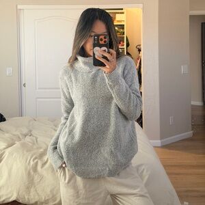 Oversized Grey Mock Neck Sweater